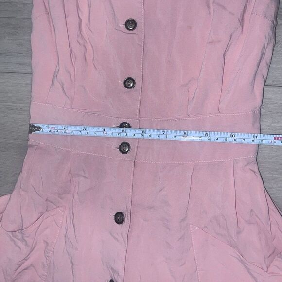 Field Day Rayon Coral Peachy Cottagecore Dress Metal Buttons Sz M MSRP $120 - Picture 4 of 10